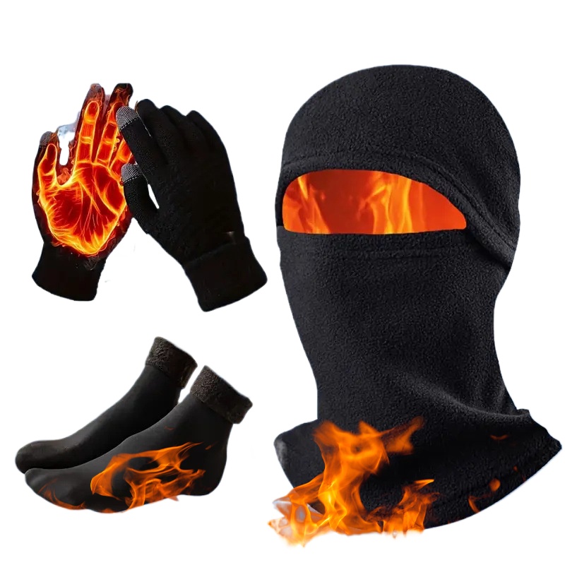Thermal Sock Winter - 3Pcs Winter Sports Thermal Headgear, Gloves
