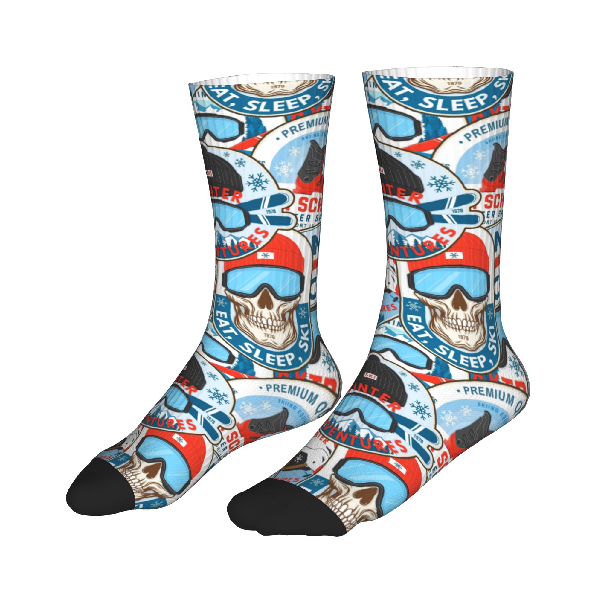 Vintage Red Blue Ski Club Seam - Dress Sock Men 评论和价格