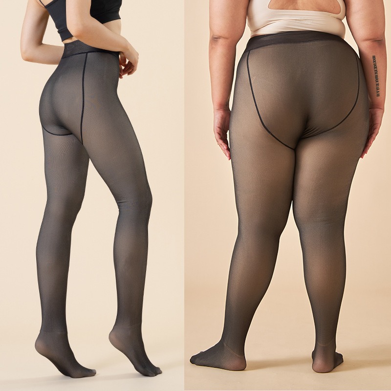 1-2Pairs Opaque Plus Size Flee - Tights Pantyhose Sheer 评论和价格